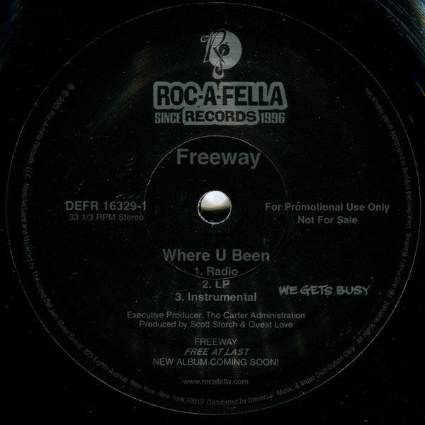 Freeway : Where U Been (12", Promo)