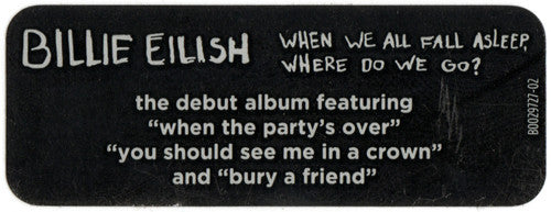 Billie Eilish : When We All Fall Asleep, Where Do We Go? (CD, Album, Tar)