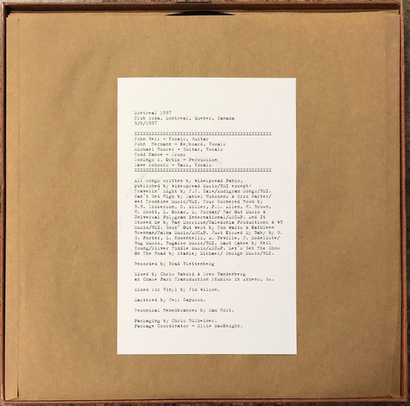 Widespread Panic : Montreal 1997 (5xLP + LP, S/Sided, Etch + RM)