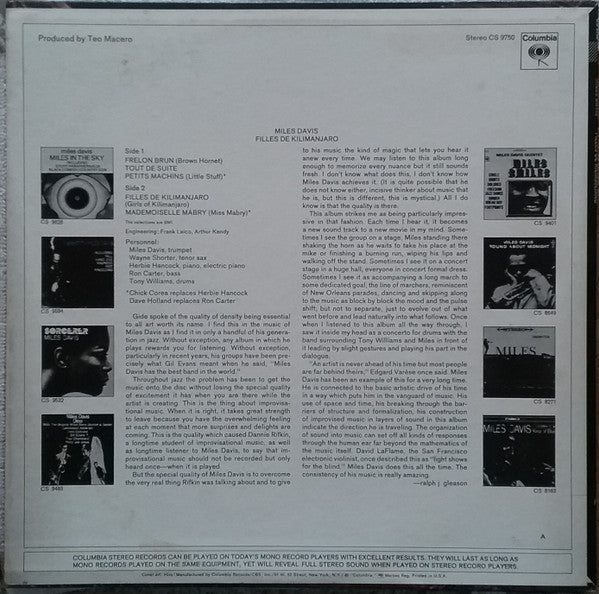 Miles Davis : Filles De Kilimanjaro (LP, Album)
