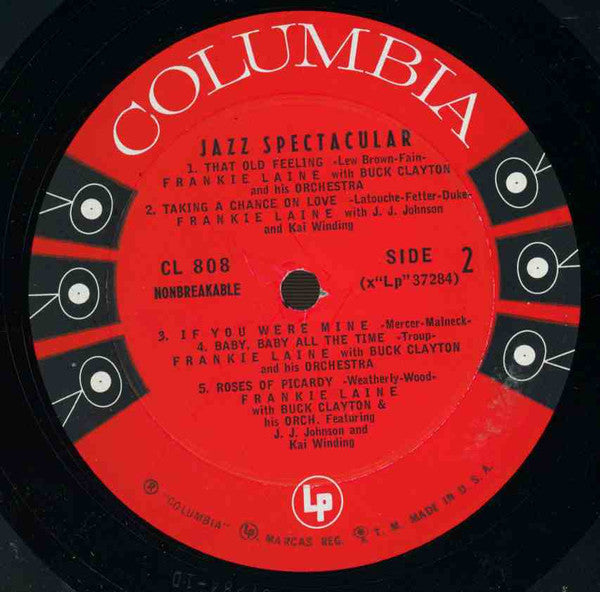 Frankie Laine And Buck Clayton And His Orchestra Featuring J.J. Johnson And Kai Winding : Jazz Spectacular (LP, Album, Mono)