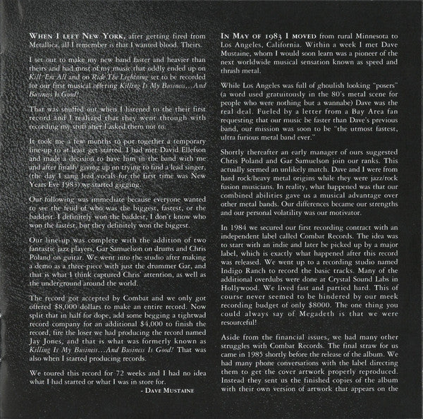 Megadeth : Killing Is My Business... And Business Is Good! (CD, Album, RE, RM, RP, Rem)