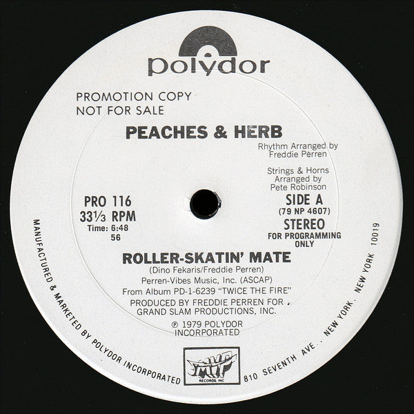 Peaches & Herb : Roller-Skatin' Mate (12", Single, Promo)