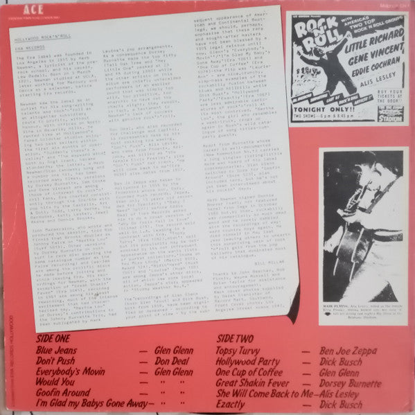 Various : Hollywood Rock 'N' Roll: 12 Rare Rockabilly Tracks (LP, Comp, Mono, Rei)