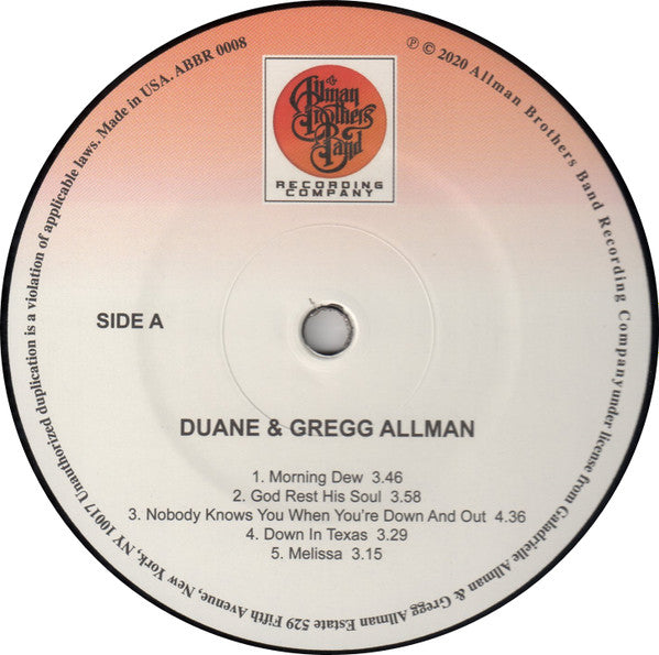 Duane & Greg Allman : Duane & Gregg Allman (LP, Album, RE)