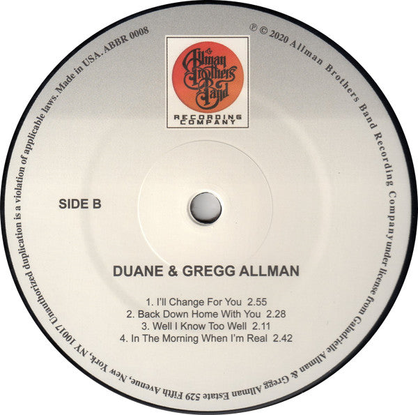 Duane & Greg Allman : Duane & Gregg Allman (LP, Album, RE)