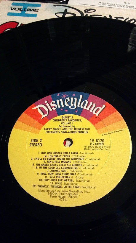 Larry Groce And The Disneyland Children's Sing-Along Chorus : Disney's Children's Favorites (Volume I) (LP, Album, Club, RP)
