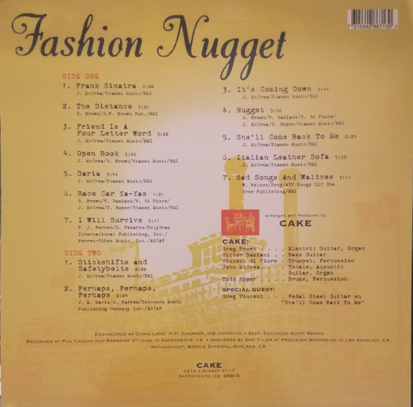 Cake : Fashion Nugget (LP, Album, Ltd, Unofficial, Yel)