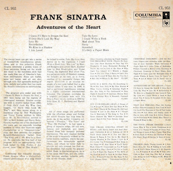 Frank Sinatra : Adventures Of The Heart (LP, Comp, RP, Col)