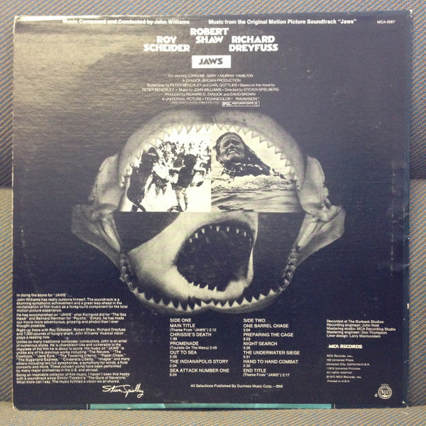John Williams (4) : Jaws (Music From The Original Motion Picture Soundtrack) (LP, Album, Pin)