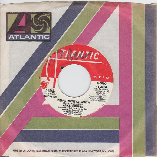 Alice Cooper (2) : Department Of Youth (7", Promo, Mon)