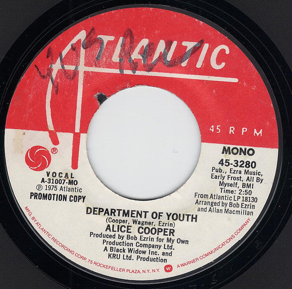 Alice Cooper (2) : Department Of Youth (7", Promo, Mon)