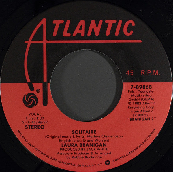Laura Branigan : Solitaire (7", Single, Spe)