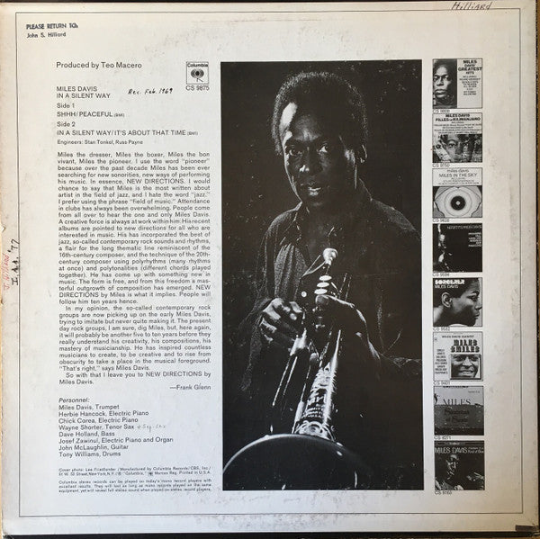 Miles Davis : In A Silent Way (LP, Album, RE, San)