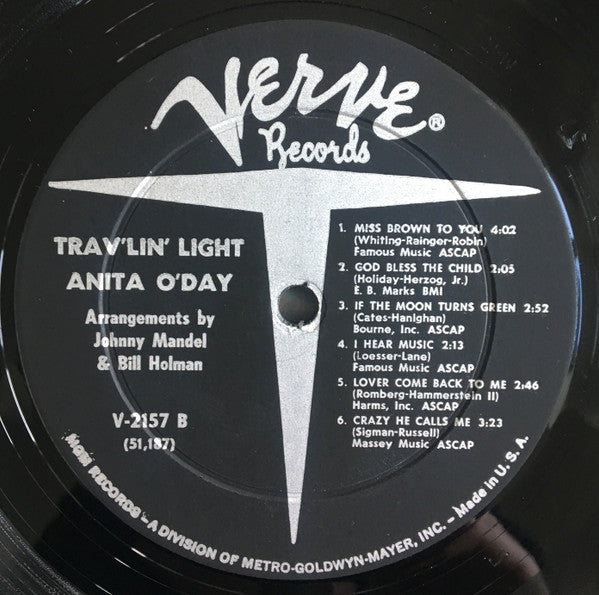Anita O'Day : Trav'lin' Light (LP, Album, Mono)