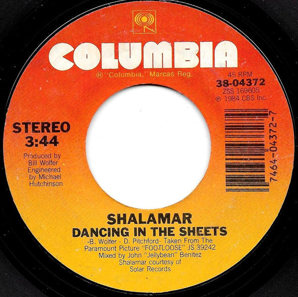 Shalamar : Dancing In The Sheets (7", Car)