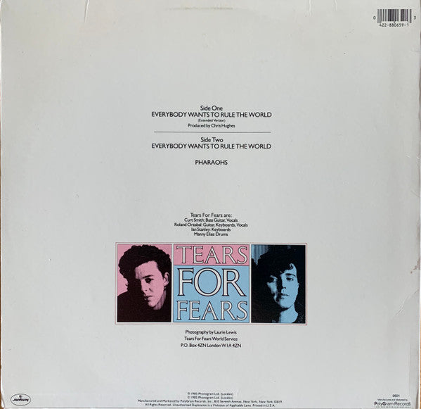 Tears For Fears : Everybody Wants To Rule The World (12", Single, PRC)