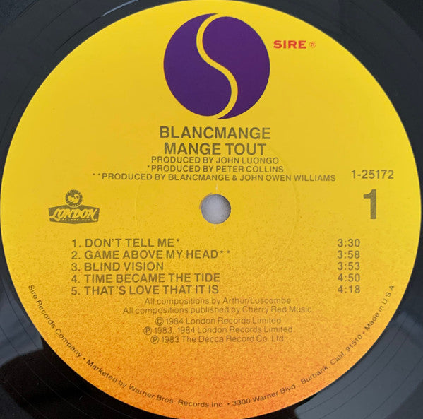 Blancmange : Mange Tout (LP, Album, Jac)