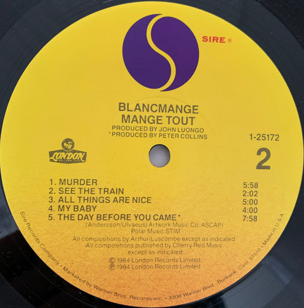 Blancmange : Mange Tout (LP, Album, Jac)