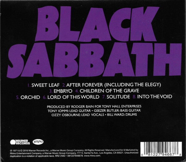 Black Sabbath : Master Of Reality (CD, Album, RE, RM, Dig)