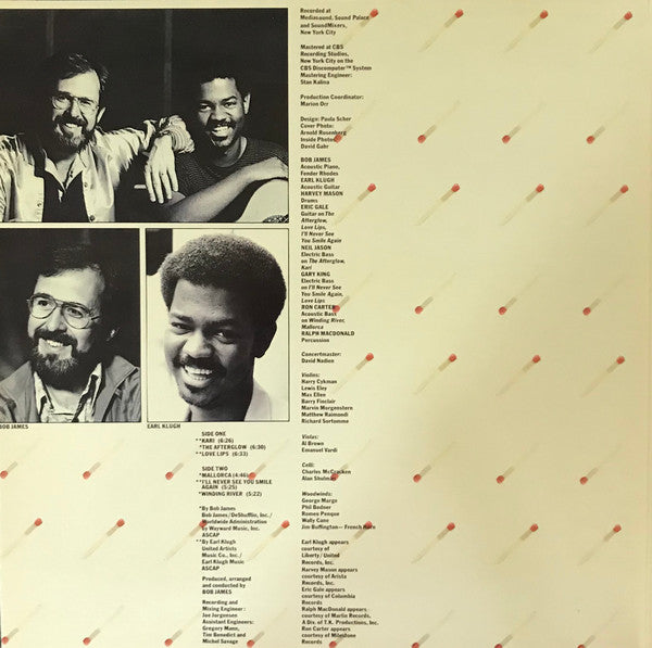 Bob James & Earl Klugh : One On One (LP, Album, Ter)