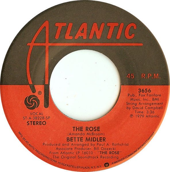 Bette Midler : The Rose (7", Single, Spe)