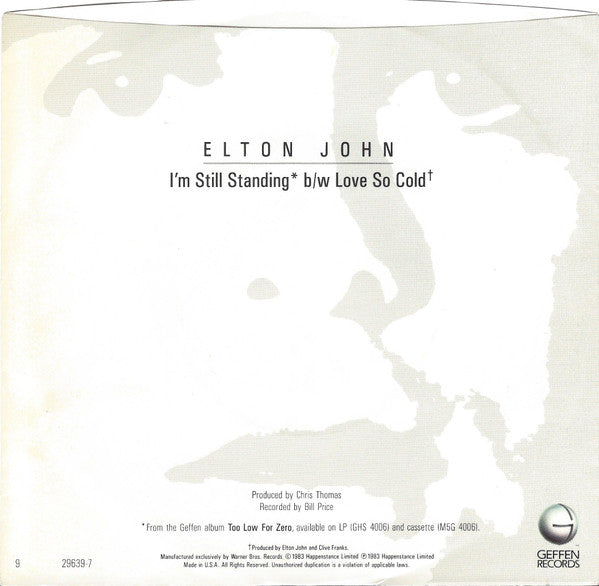 Elton John : I'm Still Standing (7", Single, Spe)