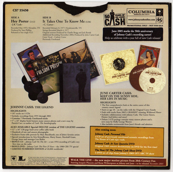 Johnny Cash : Hey Porter / It Takes One To Know Me (7", Mono, Promo)
