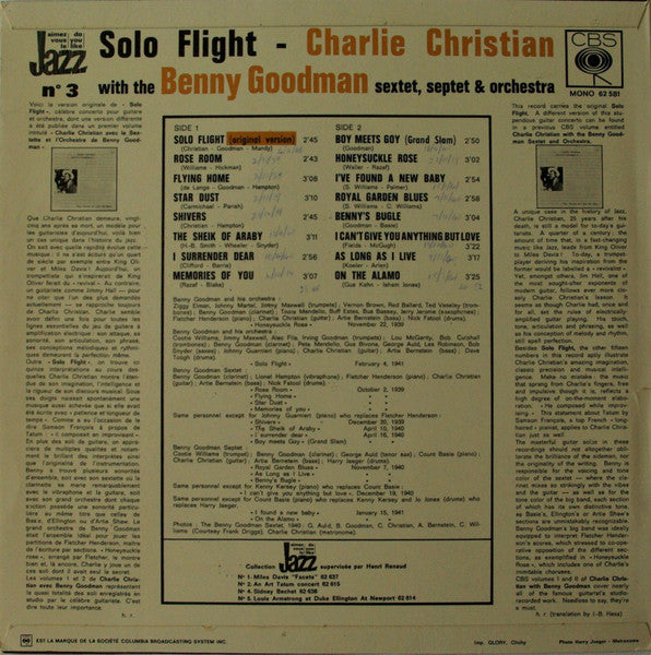Charlie Christian With Benny Goodman Sextet, Benny Goodman Septet And Benny Goodman And His Orchestra : Solo Flight (vol II) (LP, Comp, Mono)