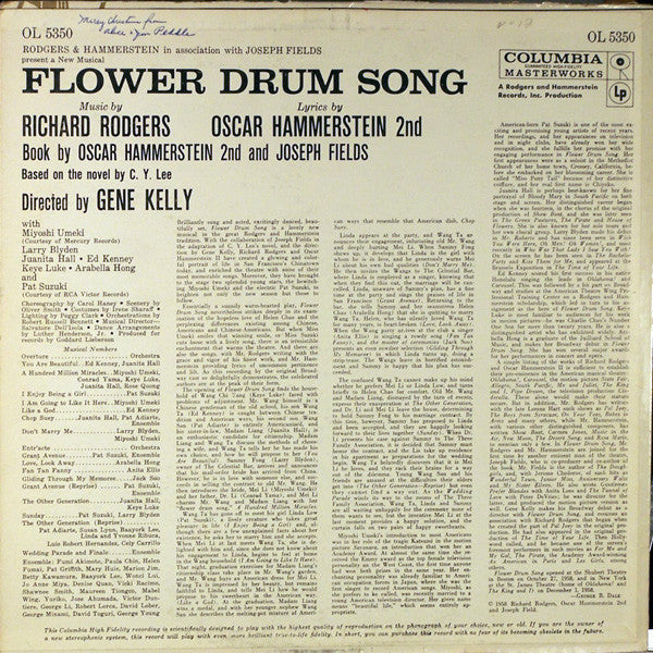 Rodgers & Hammerstein In Association With Joseph Fields : Flower Drum Song (LP, Album, Mono)