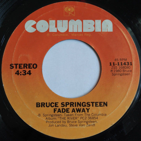 Bruce Springsteen : Fade Away (7", Single, Styrene, San)