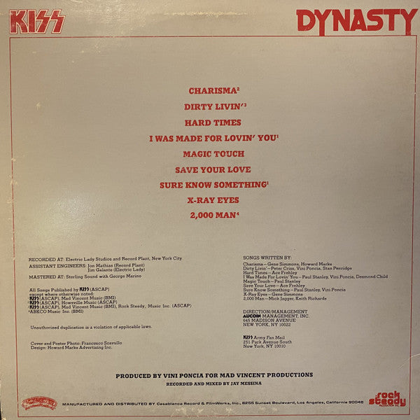 Kiss : Dynasty (LP, Album, Pit)