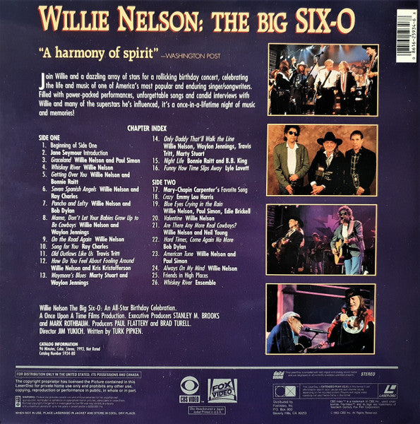 Willie Nelson : The Big Six-O (An All Star Birthday Celebration) (Laserdisc, CLV)