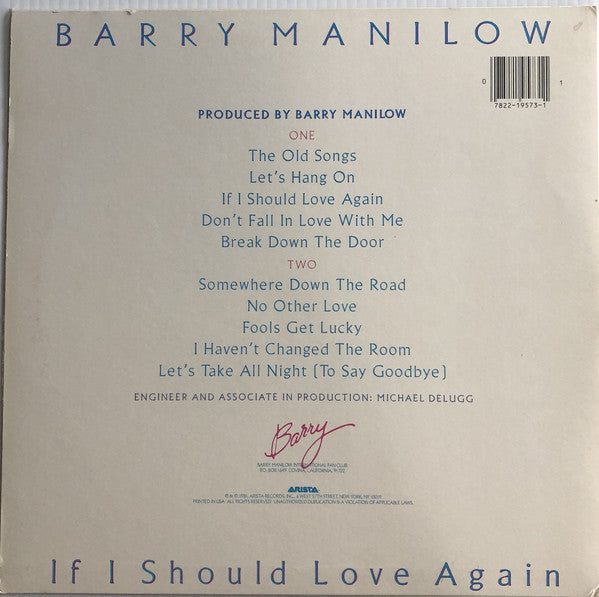 Barry Manilow : If I Should Love Again (LP, Album, Ele)