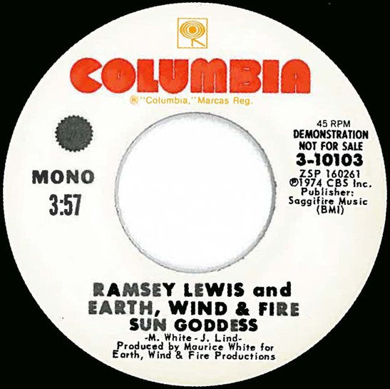 Ramsey Lewis And Earth, Wind & Fire : Sun Goddess (7", Single, Mono, Promo)