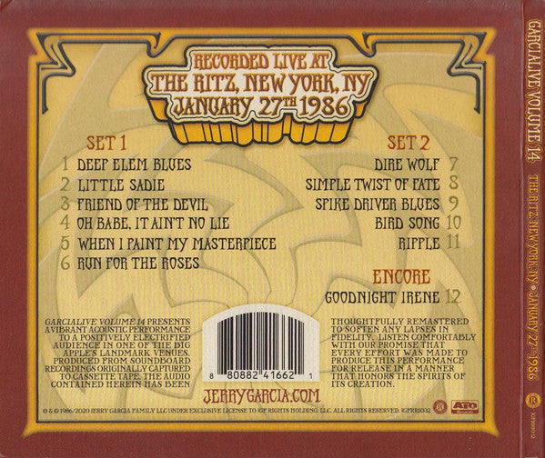 Jerry Garcia & John Kahn : Garcialive Volume 14 (The Ritz, New York, NY January 27th, 1986) (CD, Album, RM)