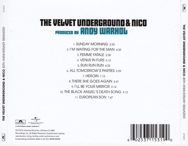 The Velvet Underground & Nico (3) : The Velvet Underground & Nico (CD, Album, RE, RM, 45t)