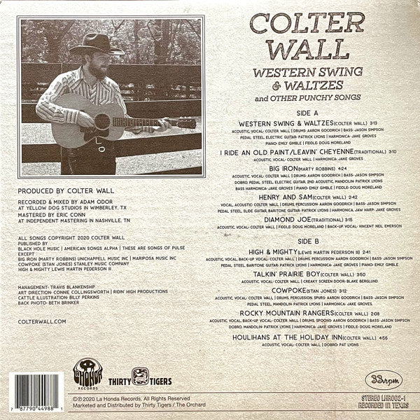 Colter Wall : Western Swing & Waltzes And Other Punchy Songs (LP, Album)