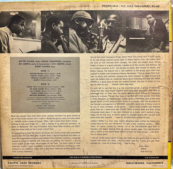 The Crusaders : Tough Talk (LP, Album, Tra)