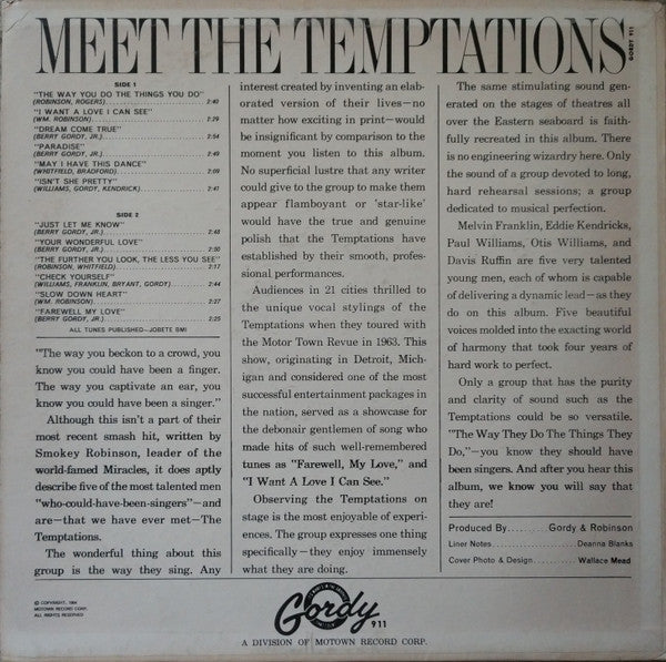 The Temptations : Meet The Temptations (LP, Album)