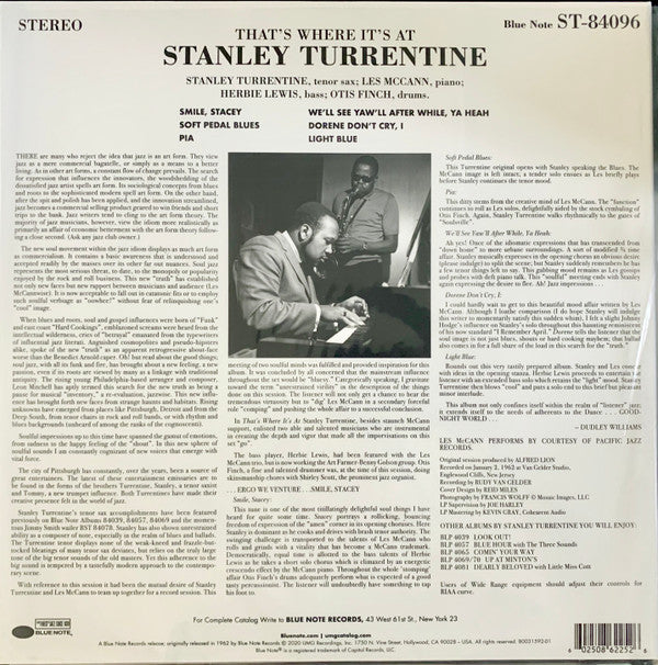Stanley Turrentine : That's Where It's At (LP, Album, RE, 180)