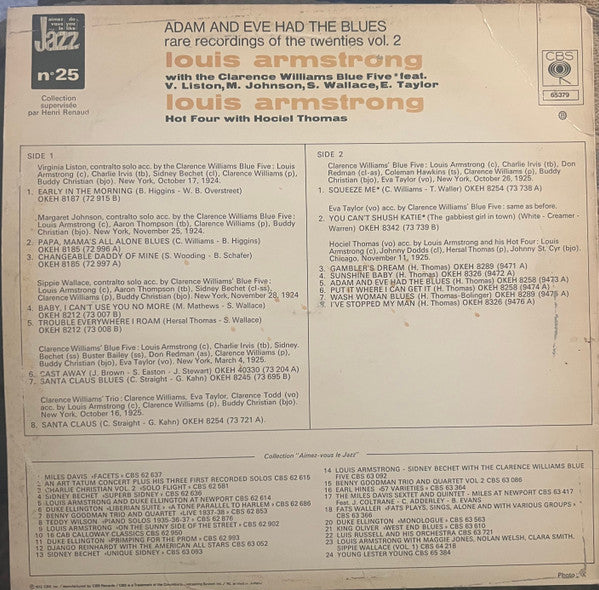 Louis Armstrong : Adam And Eve Had The Blues (LP, Comp)