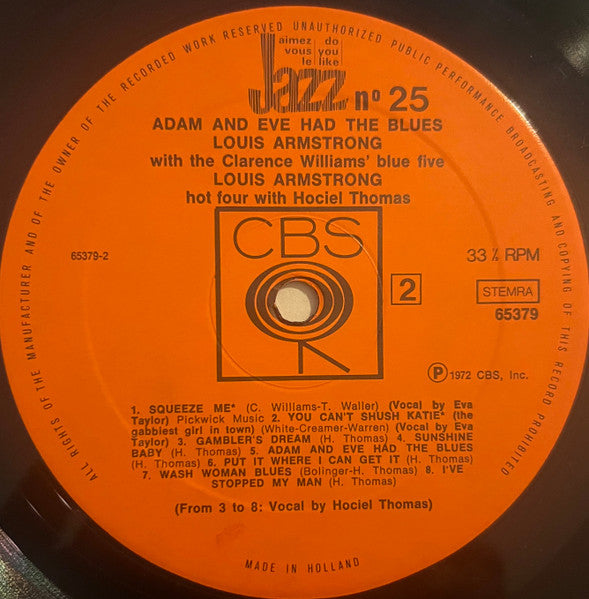 Louis Armstrong : Adam And Eve Had The Blues (LP, Comp)