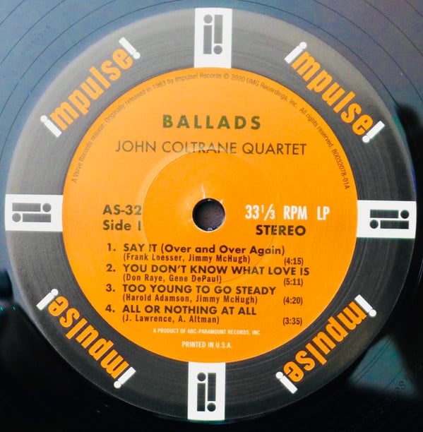 The John Coltrane Quartet : Ballads (LP, Album, RE, RM, 180)