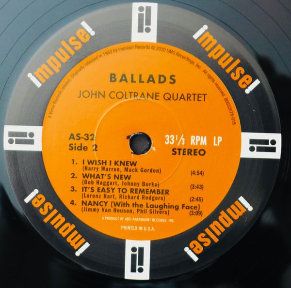 The John Coltrane Quartet : Ballads (LP, Album, RE, RM, 180)