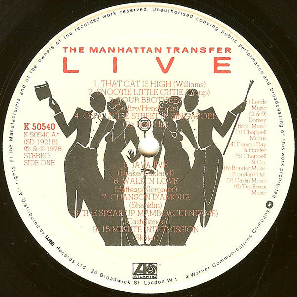 The Manhattan Transfer : Live (LP, Album, Got)