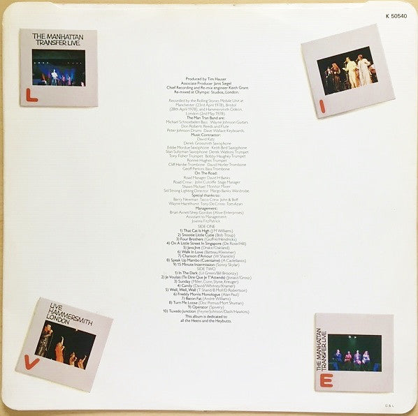 The Manhattan Transfer : Live (LP, Album, Got)