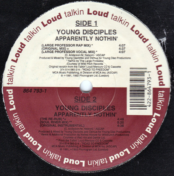 Young Disciples : Apparently Nothin' (Remixes) (12", Ltd, Cle)