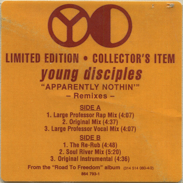 Young Disciples : Apparently Nothin' (Remixes) (12", Ltd, Cle)