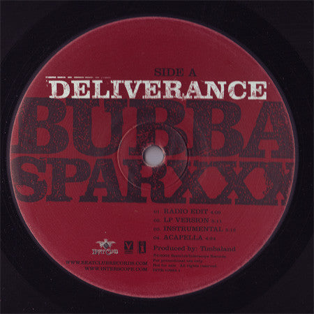 Bubba Sparxxx : Deliverance (12", Promo)
